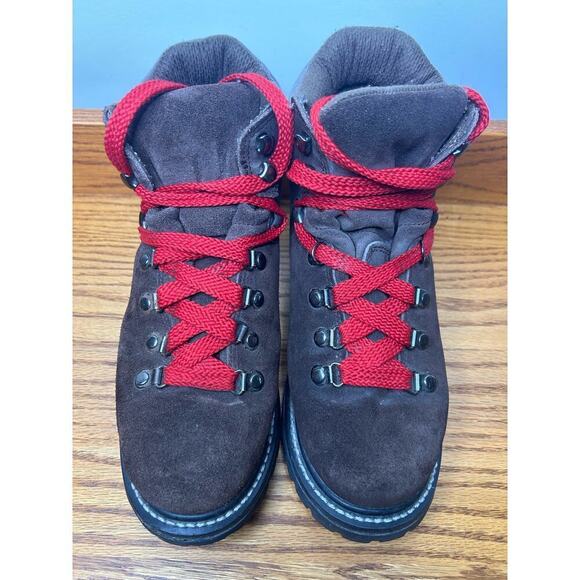 J.Crew Women's Hiking Boots Size 8 Brown Suede Red Laces - Picture 2 of 10
